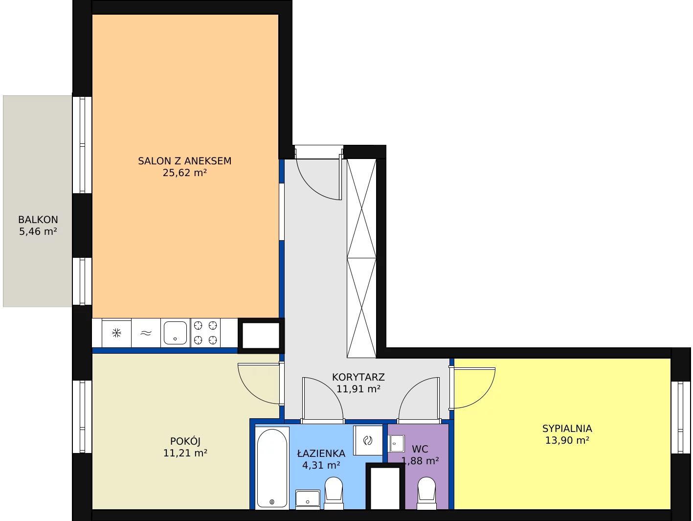 Zalety mieszkania 68.83 m², 4B/144