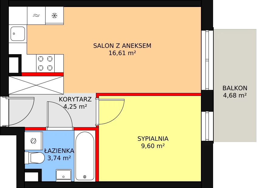 Mieszkanie 34,20 m², piętro 1, oferta nr 4B/153, Osiedle Idea Aurora, Radom, Wacyn, ul. LIstopadowa