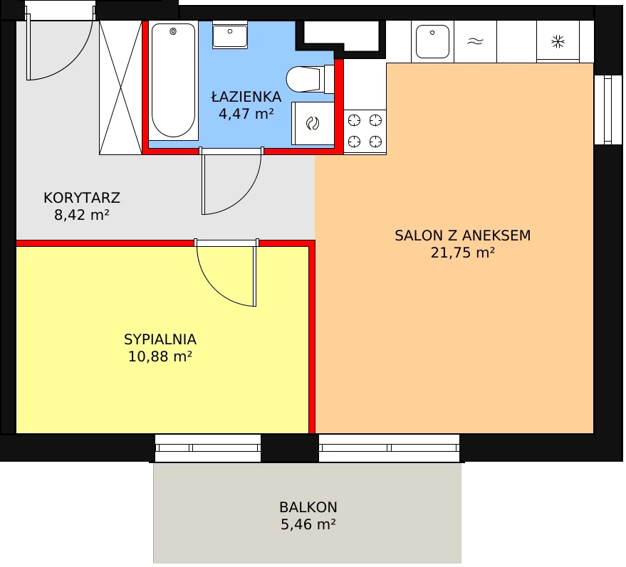 Mieszkanie 45,52 m², piętro 1, oferta nr 4B/154, Osiedle Idea Aurora, Radom, Wacyn, ul. LIstopadowa