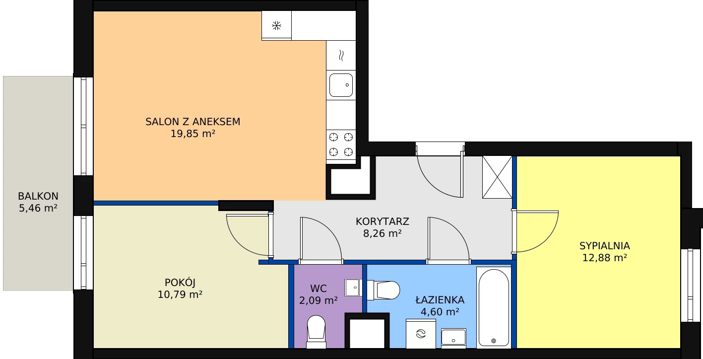Zalety mieszkania 58.47 m², 4B/162