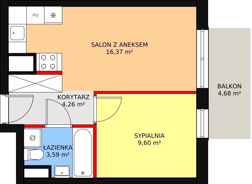 Mieszkanie 33,82 m², piętro 3, oferta nr 4B/165, Osiedle Idea Aurora, Radom, Wacyn, ul. LIstopadowa