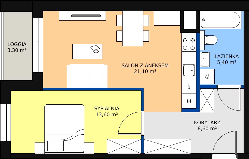Zalety mieszkania 50.27 m², A/13