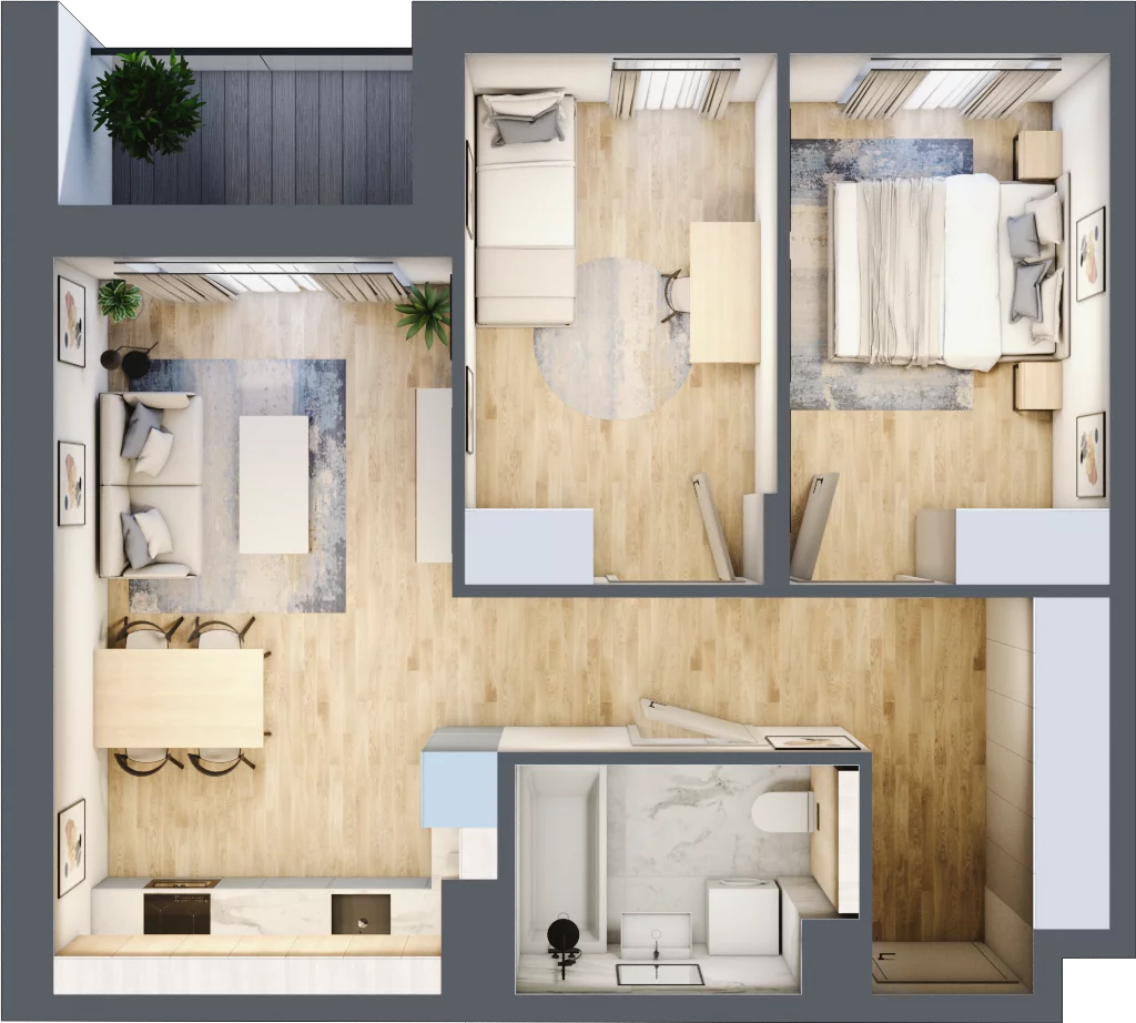 3 pokoje, mieszkanie 55,41 m², piętro 3, oferta nr A/36, Impuls Marywilska, Warszawa, Białołęka, Żerań, ul. Marywilska 73