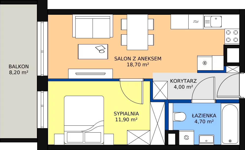 Zalety mieszkania 40.54 m², A/45