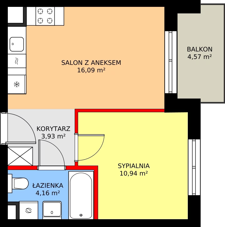 2 pokoje, mieszkanie 35,99 m², piętro 2, oferta nr F/103, Kusocińskiego budynek B, Gdańsk, Piecki-Migowo, Morena, ul. Kusocińskiego