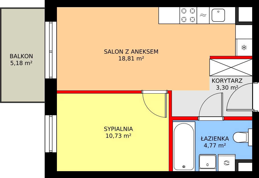 2 pokoje, mieszkanie 38,65 m², piętro 2, oferta nr D/10, Kusocińskiego budynek B, Gdańsk, Piecki-Migowo, Morena, ul. Kusocińskiego