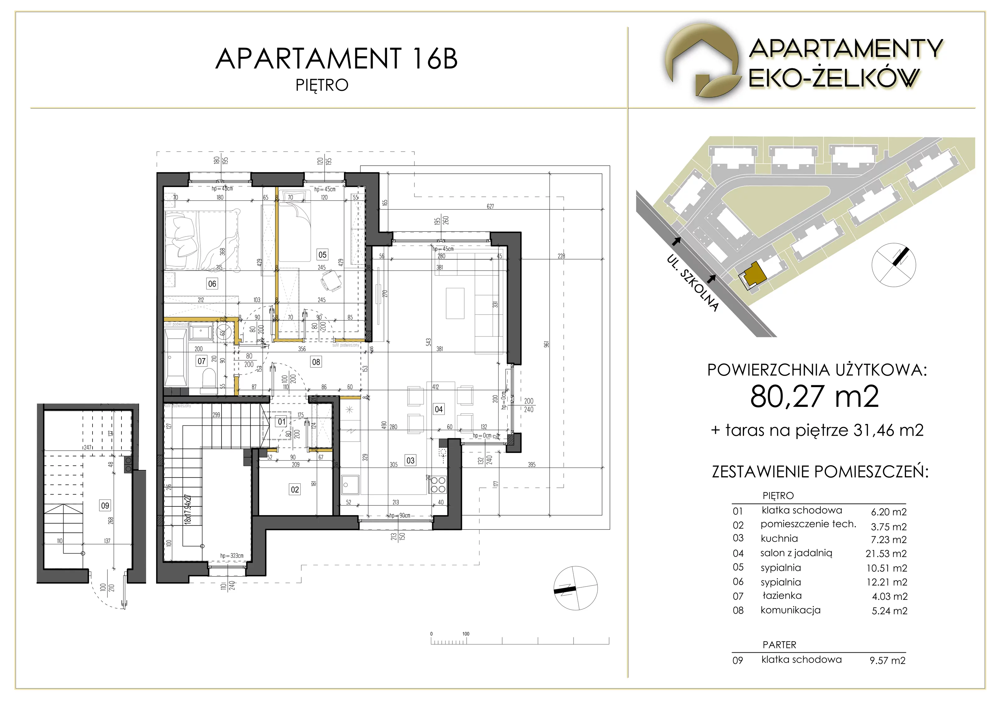 3 pokoje, apartament 80,27 m², piętro 1, oferta nr 16B, Apartamenty Eko-Żelków, Żelków-Kolonia, ul. Szkolna 