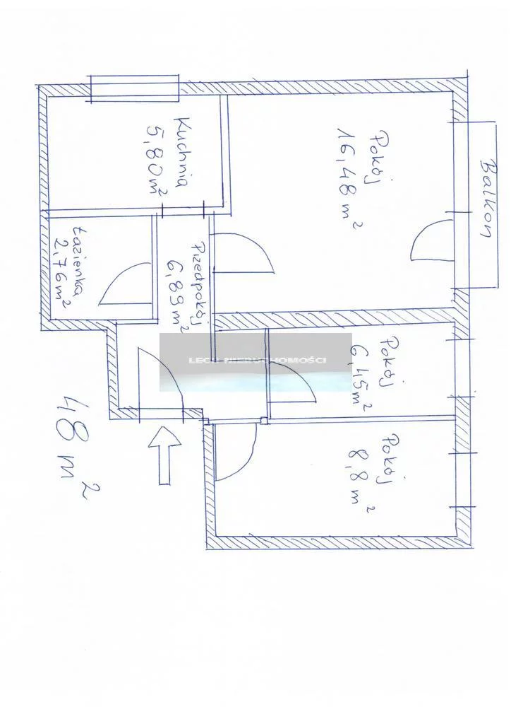 Mieszkanie na sprzedaż, 48,00 m², 3 pokoje, 4 piętro, oferta nr 51298/4508/OMS