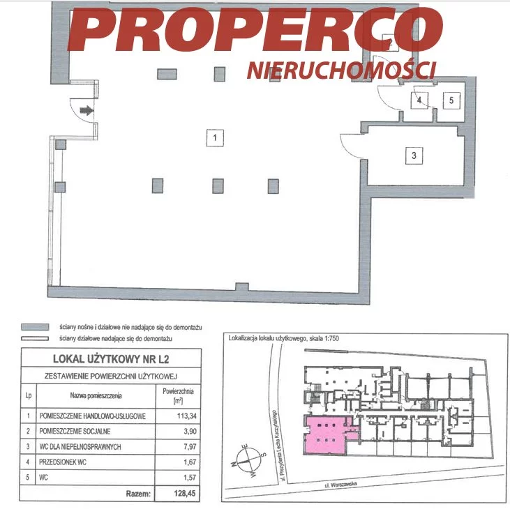 Lokal użytkowy 128,45 m², oferta nr , PRP-LW-75532, Kielce, Centrum