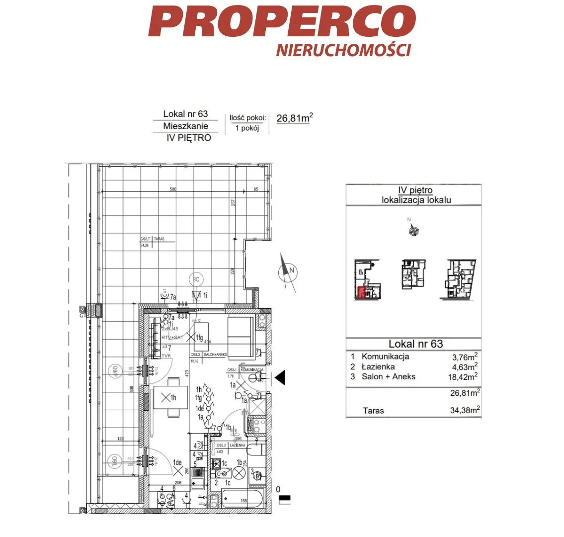 1 pokój, mieszkanie 26,81 m², piętro 4, oferta nr , PRP-MS-75469, Kielce, Szydłówek, Klonowa