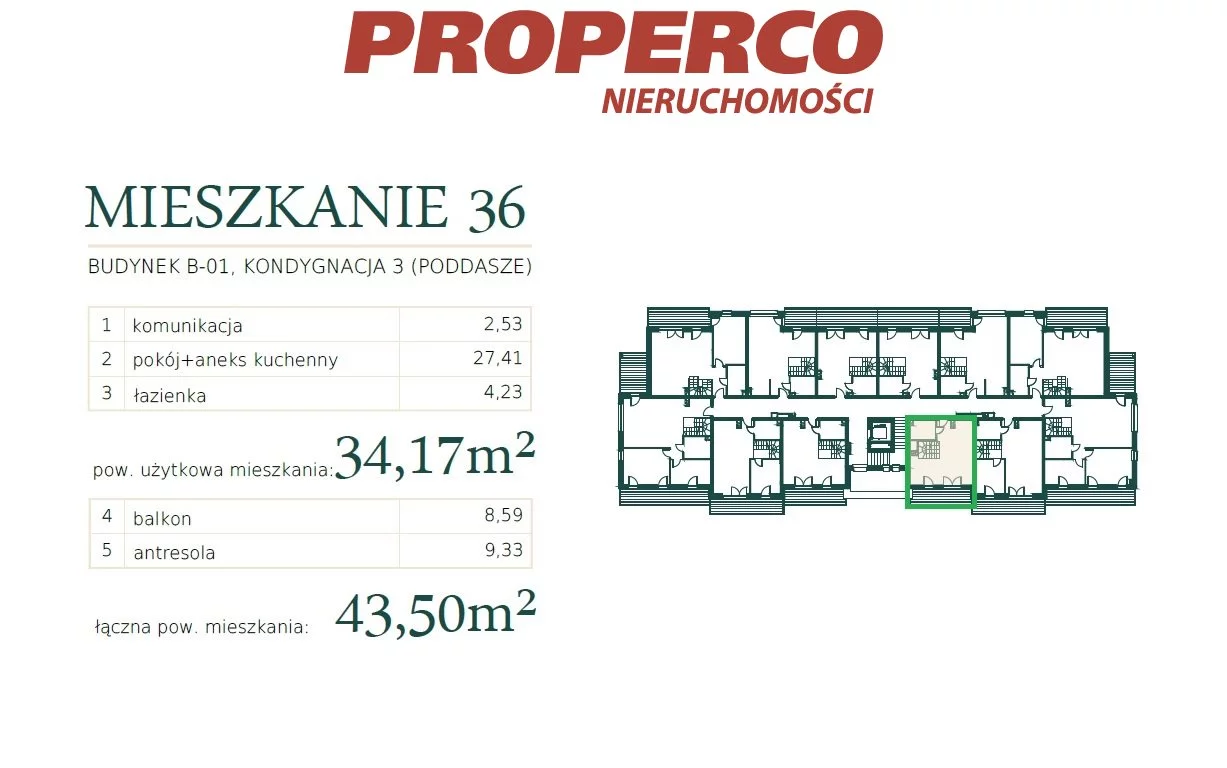 1 pokój, mieszkanie 34,17 m², piętro 2, oferta nr , PRP-MS-73981, Mrągowo