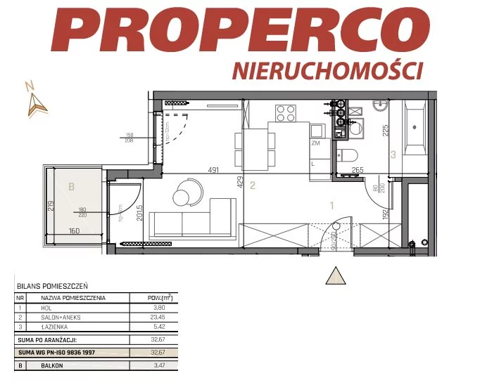 1 pokój, mieszkanie 32,57 m², piętro 2, oferta nr , PRP-MS-73641, Kielce, Ślichowice, Szajnowicza-Iwanowa