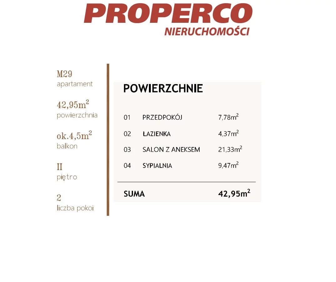 2 pokoje, mieszkanie 42,95 m², piętro 2, oferta nr , PRP-MS-73583, Jędrzejów