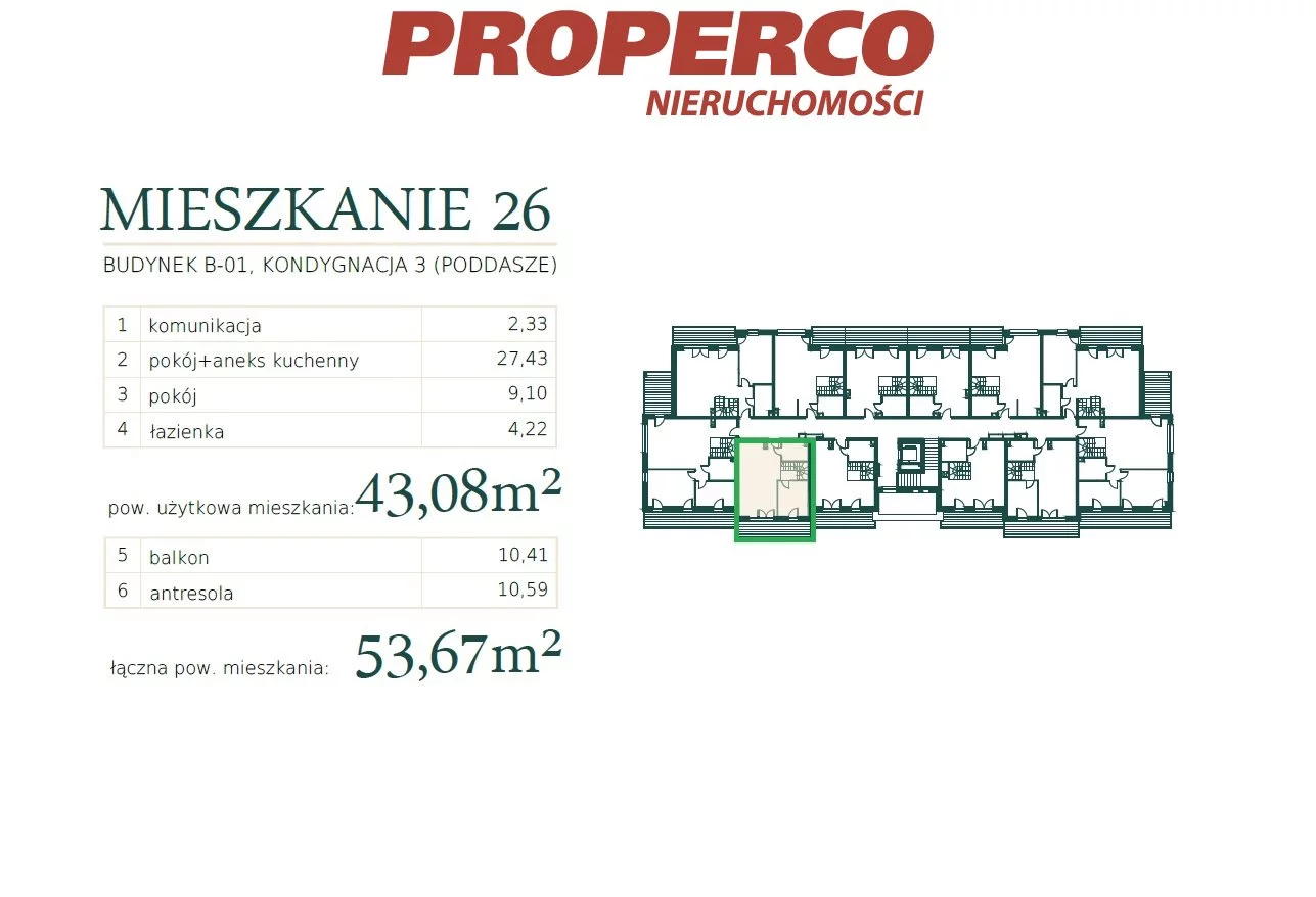 2 pokoje, mieszkanie 43,08 m², piętro 2, oferta nr , PRP-MS-73971, Mrągowo