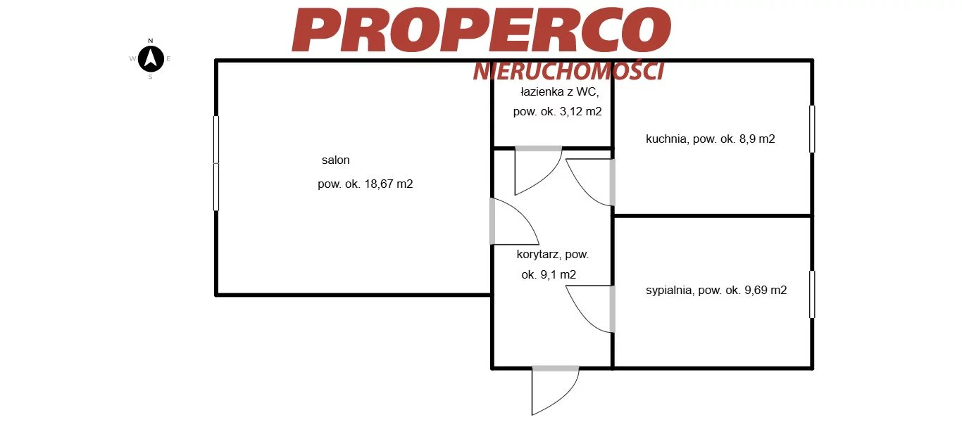 2 pokoje, mieszkanie 47,00 m², piętro 2, oferta nr , PRP-MS-75269, Starachowice, Oświatowa