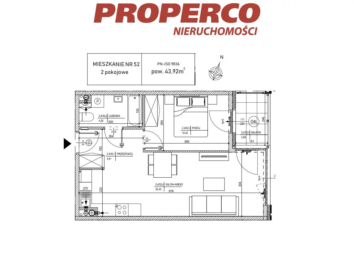 2 pokoje, mieszkanie 43,57 m², piętro 4, oferta nr , PRP-MS-70419, Skarżysko-Kamienna