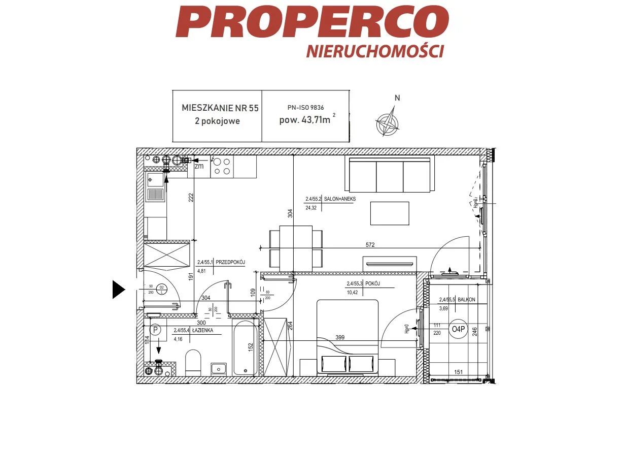 2 pokoje, mieszkanie 43,30 m², piętro 4, oferta nr , PRP-MS-70425, Skarżysko-Kamienna