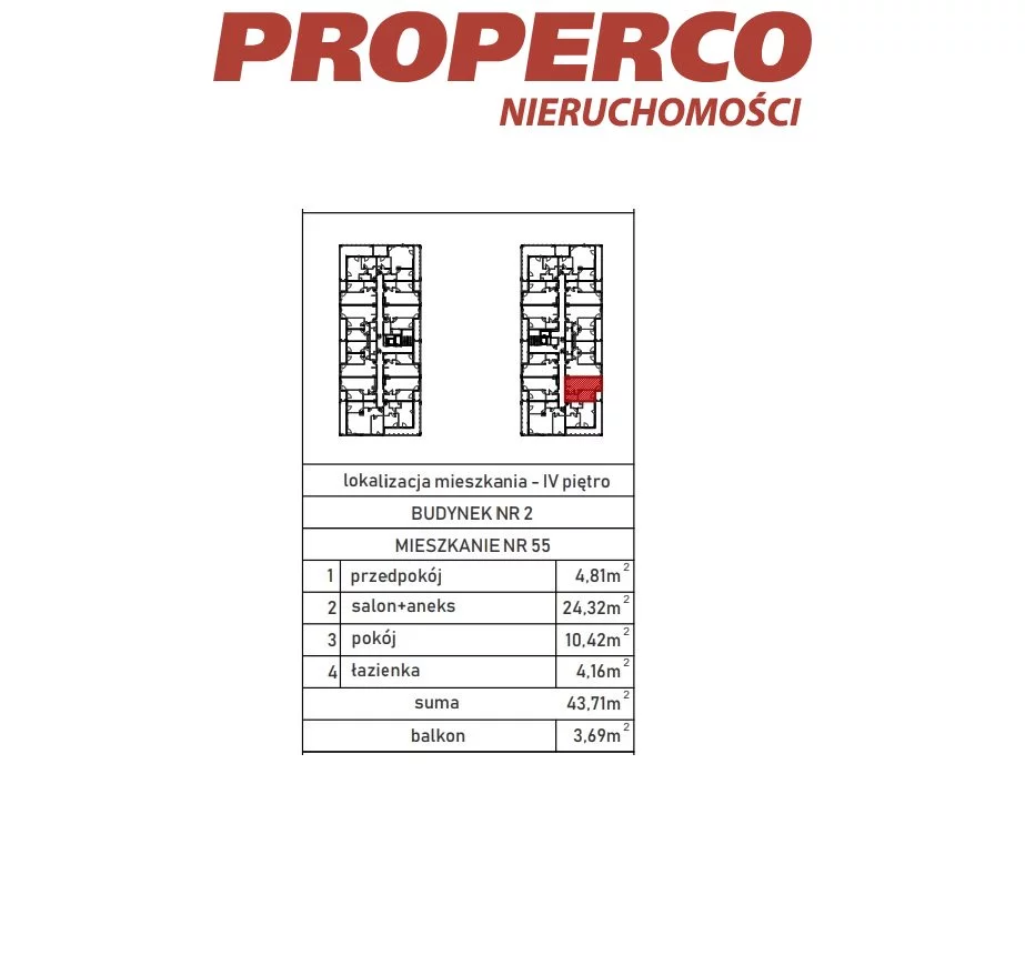 2 pokoje, mieszkanie 43,30 m², piętro 4, oferta nr , PRP-MS-70425, Skarżysko-Kamienna