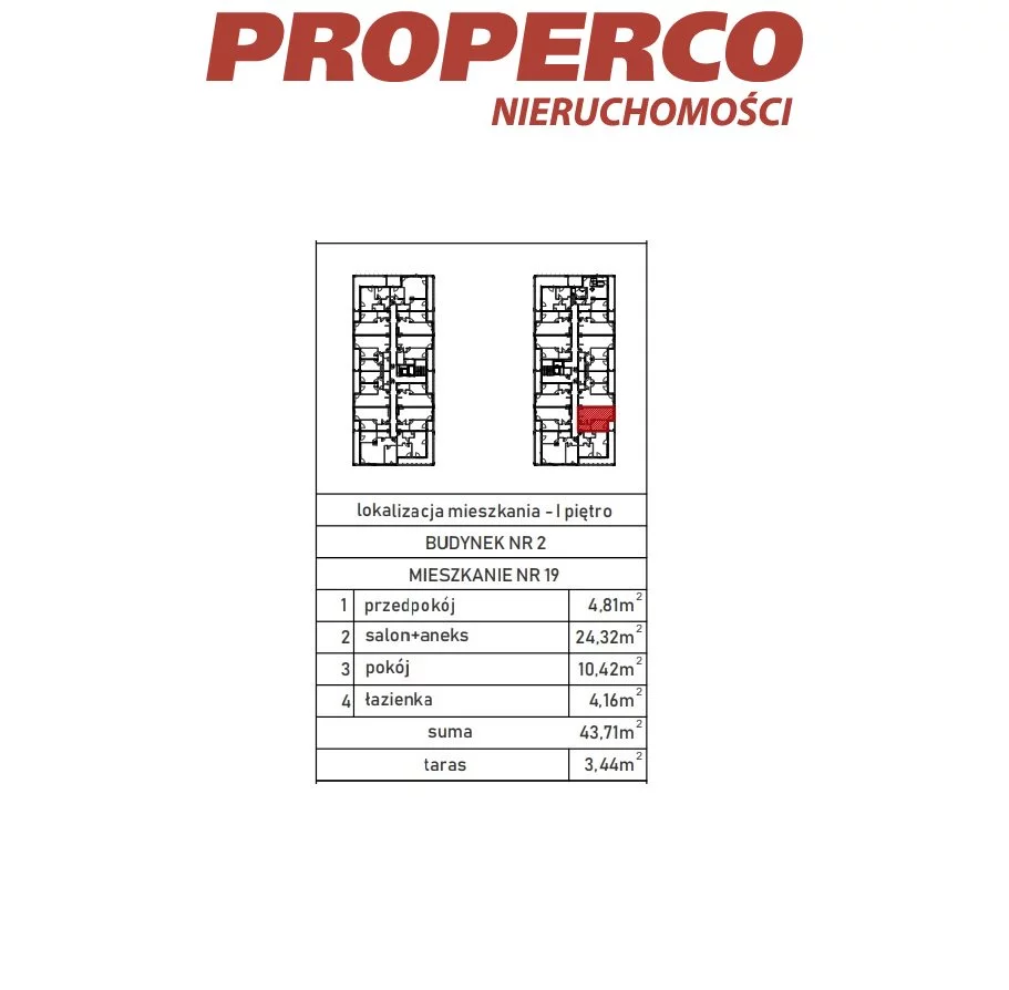 2 pokoje, mieszkanie 43,52 m², piętro 1, oferta nr , PRP-MS-70383, Skarżysko-Kamienna