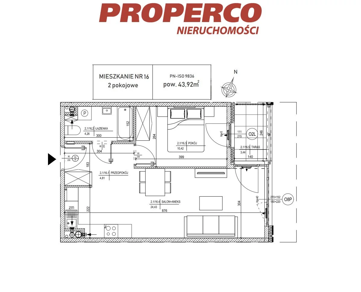 2 pokoje, mieszkanie 43,55 m², piętro 1, oferta nr , PRP-MS-70380, Skarżysko-Kamienna