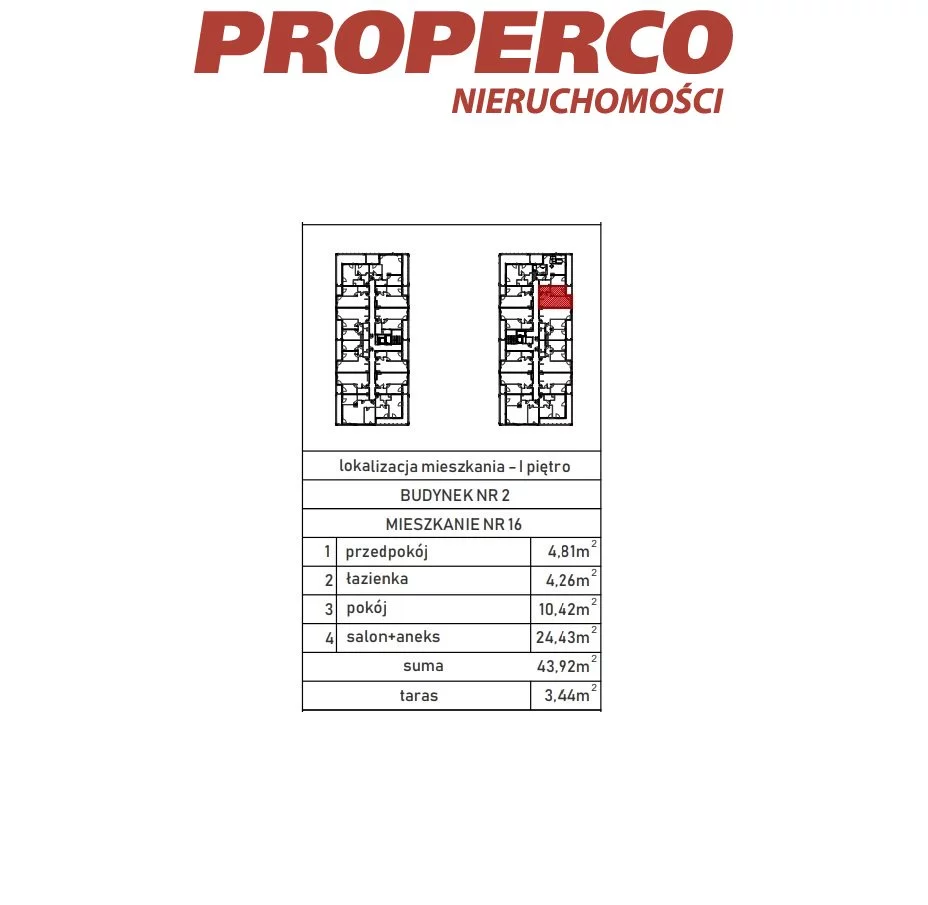 2 pokoje, mieszkanie 43,55 m², piętro 1, oferta nr , PRP-MS-70380, Skarżysko-Kamienna