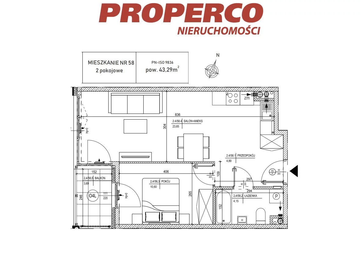 2 pokoje, mieszkanie 42,90 m², piętro 4, oferta nr , PRP-MS-70427, Skarżysko-Kamienna