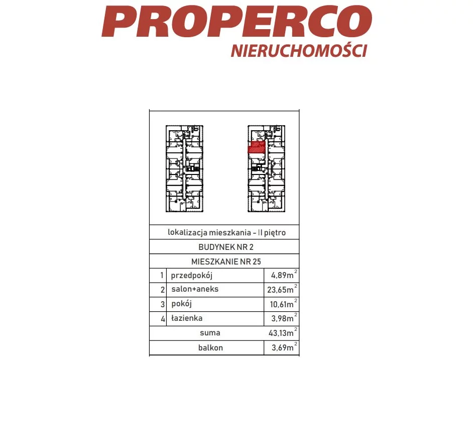 2 pokoje, mieszkanie 43,03 m², piętro 2, oferta nr , PRP-MS-70390, Skarżysko-Kamienna