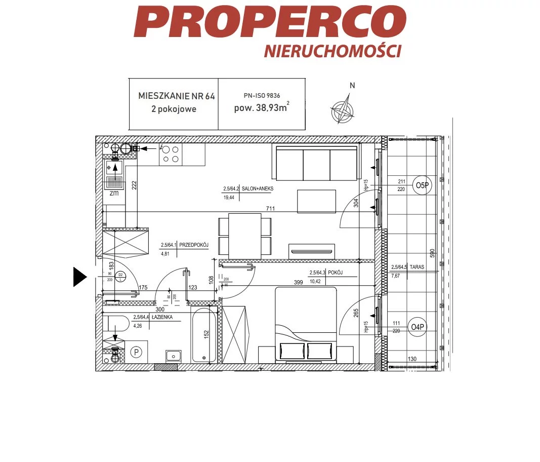 2 pokoje, mieszkanie 38,52 m², piętro 5, oferta nr , PRP-MS-70434, Skarżysko-Kamienna