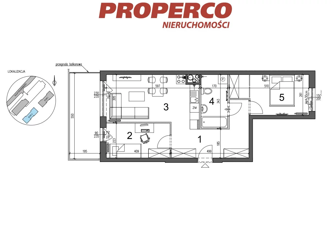 3 pokoje, mieszkanie 56,20 m², piętro 4, oferta nr , PRP-MS-73749, Kielce, KSM, Aleja Solidarności