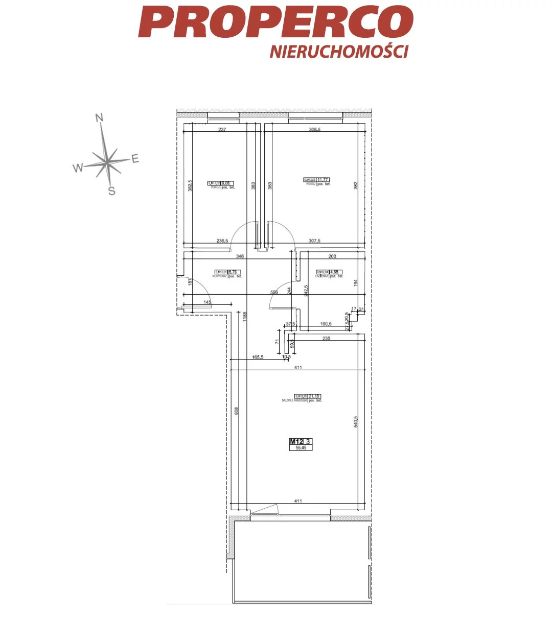 3 pokoje, mieszkanie 55,45 m², parter, oferta nr , PRP-MS-72524, Kielce, Pod Telegrafem, Karskiego