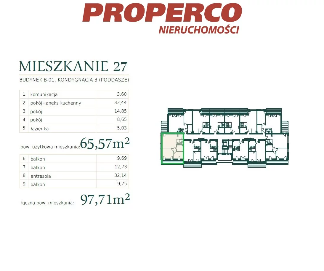 3 pokoje, mieszkanie 65,57 m², piętro 2, oferta nr , PRP-MS-73972, Mrągowo