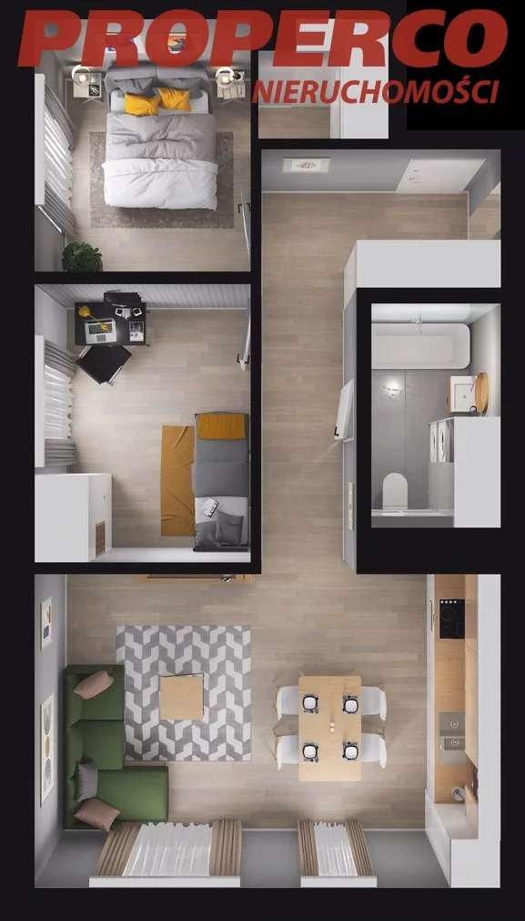 3 pokoje, mieszkanie 58,86 m², parter, oferta nr , PRP-MS-71898, Kielce, Na Stoku, Orląt Lwowskich