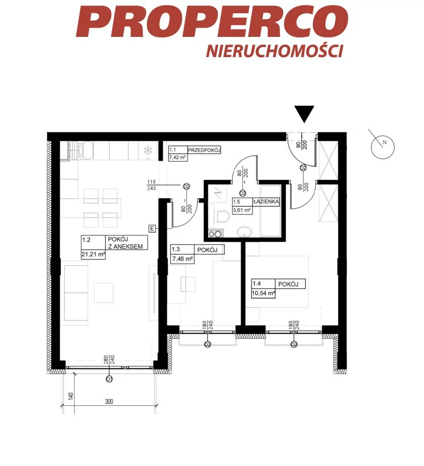 3 pokoje, mieszkanie 50,10 m², piętro 1, oferta nr , PRP-MS-74270, Pińczów