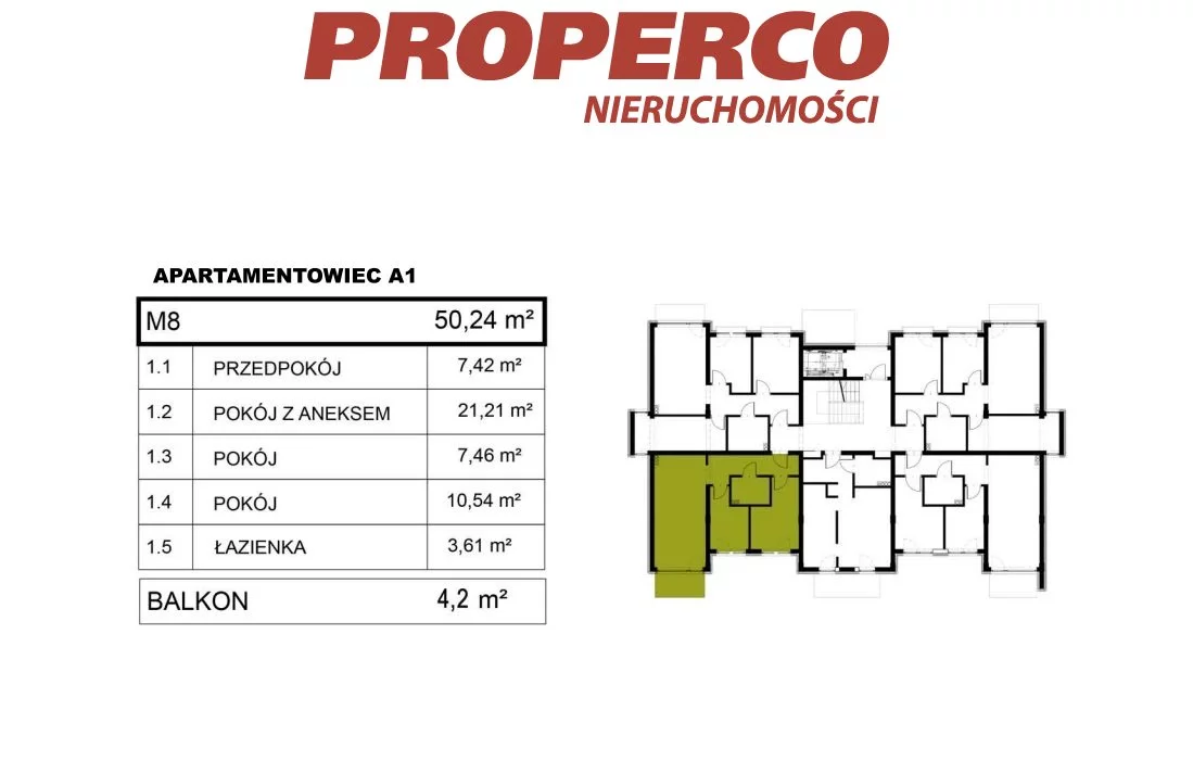 3 pokoje, mieszkanie 50,10 m², piętro 1, oferta nr , PRP-MS-74270, Pińczów