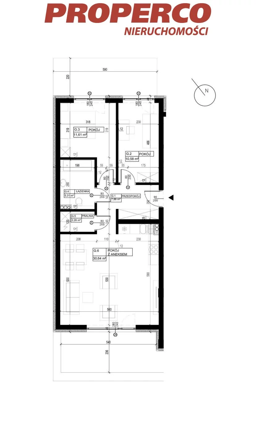 3 pokoje, mieszkanie 67,58 m², parter, oferta nr , PRP-MS-74241, Pińczów