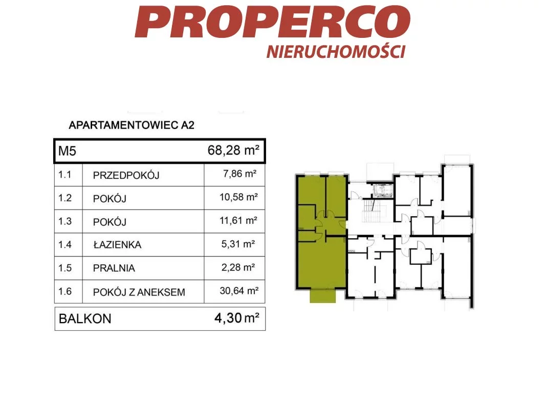 3 pokoje, mieszkanie 67,90 m², piętro 1, oferta nr , PRP-MS-74243, Pińczów