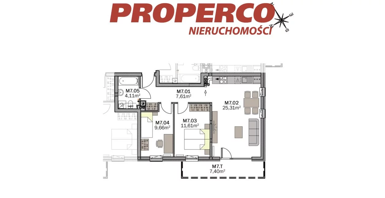 3 pokoje, mieszkanie 58,30 m², piętro 1, oferta nr , PRP-MS-71094, Kielce, Baranówek, Żółkiewskiego