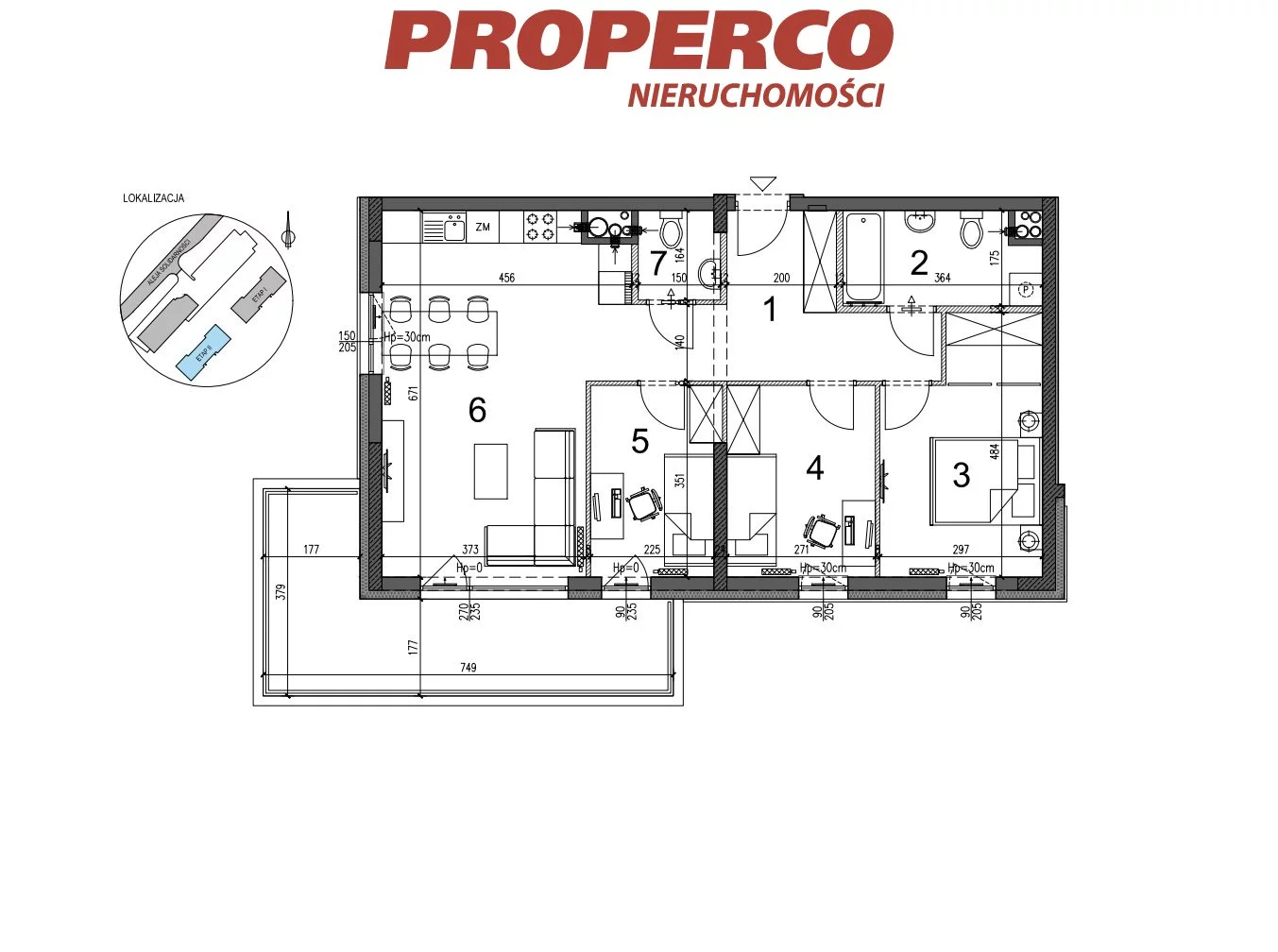 4 pokoje, mieszkanie 75,90 m², piętro 3, oferta nr , PRP-MS-73710, Kielce, KSM, Aleja Solidarności