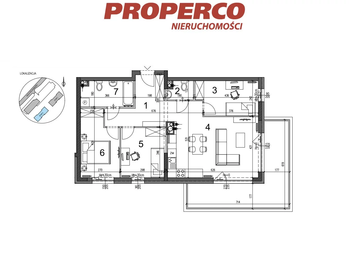 4 pokoje, mieszkanie 78,20 m², piętro 7, oferta nr , PRP-MS-73768, Kielce, KSM, Aleja Solidarności