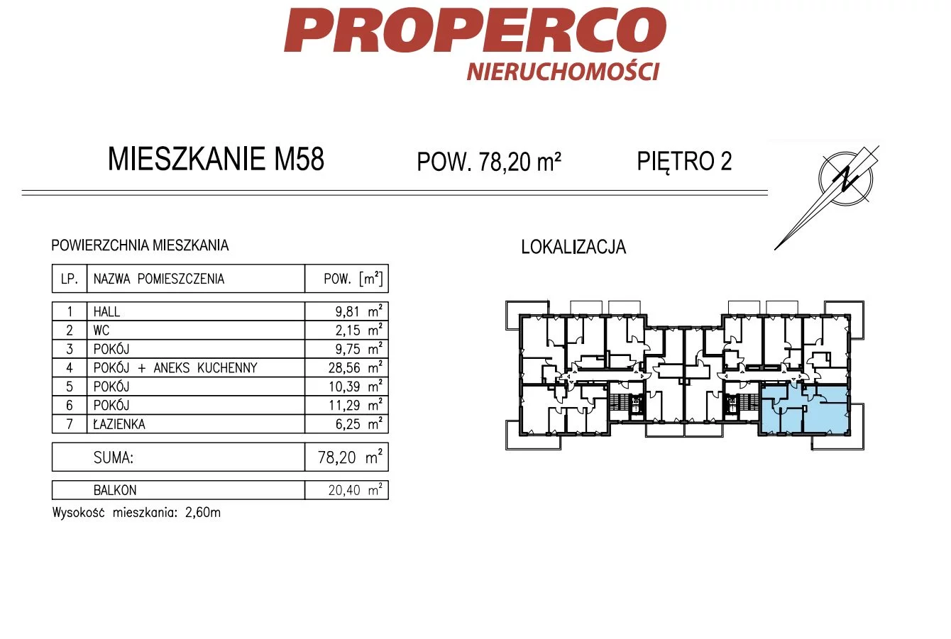 4 pokoje, mieszkanie 78,20 m², piętro 2, oferta nr , PRP-MS-73746, Kielce, KSM, Aleja Solidarności