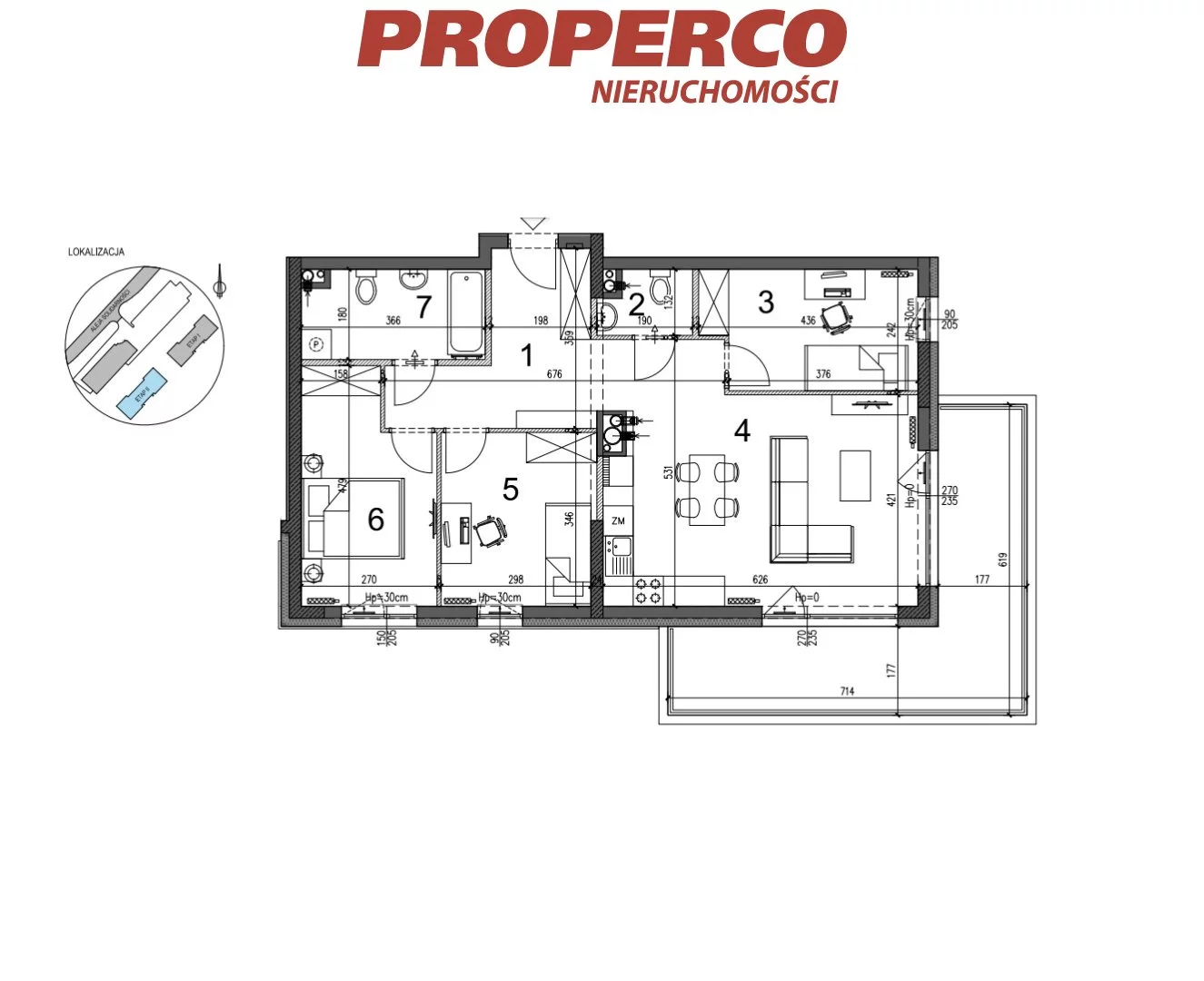 4 pokoje, mieszkanie 78,20 m², piętro 4, oferta nr , PRP-MS-73751, Kielce, KSM, Aleja Solidarności