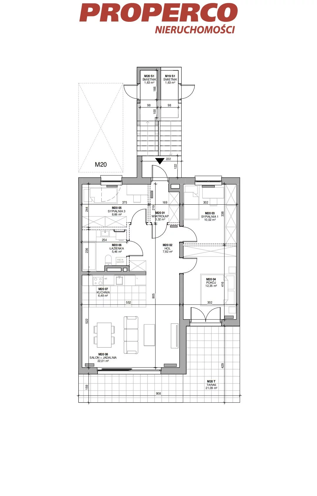 4 pokoje, mieszkanie 76,10 m², piętro 1, oferta nr , PRP-MS-73793, Kielce, Maciejówka