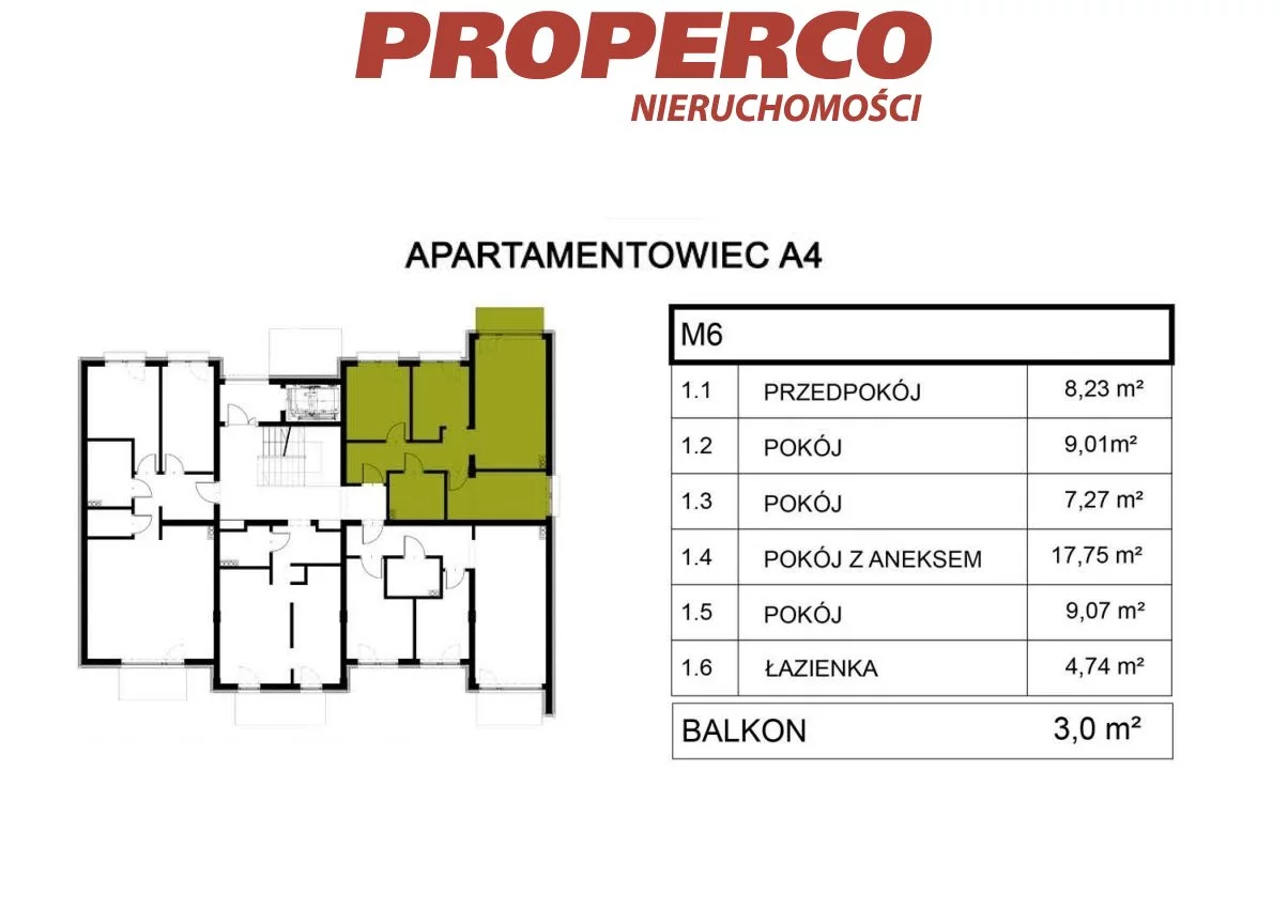 4 pokoje, mieszkanie 56,26 m², piętro 1, oferta nr , PRP-MS-74201, Pińczów