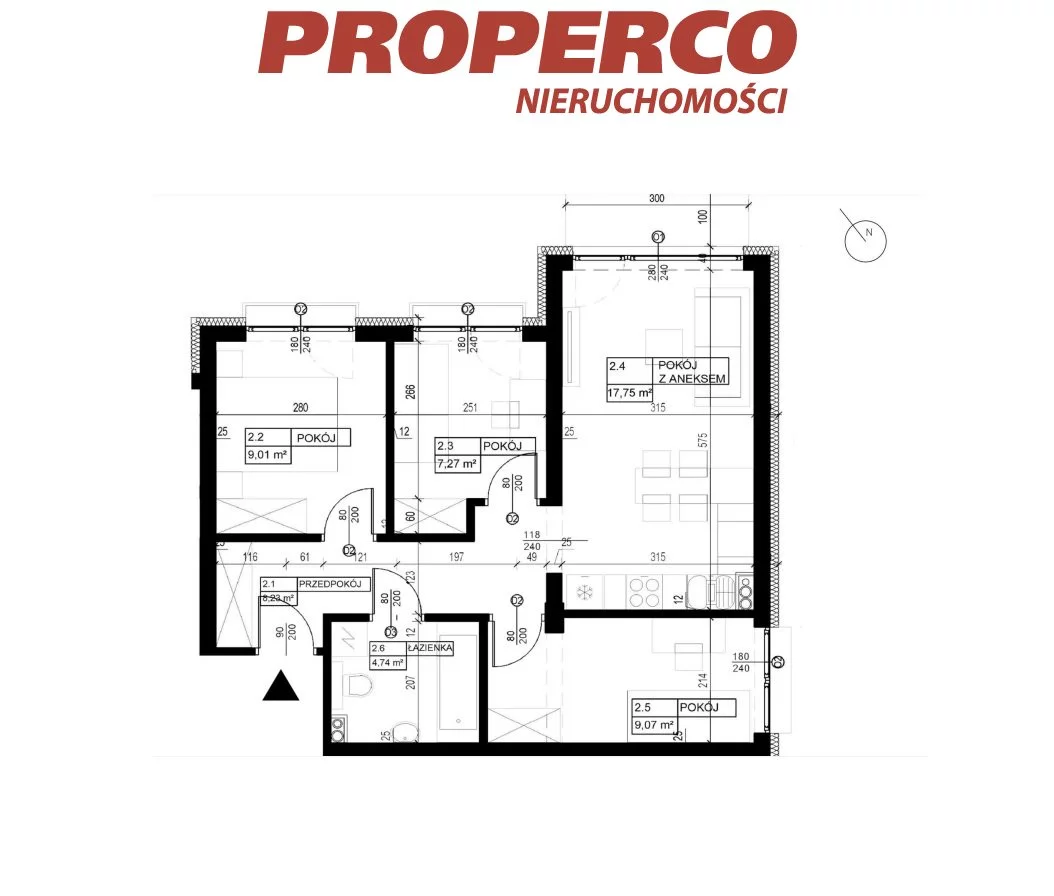4 pokoje, mieszkanie 56,10 m², piętro 2, oferta nr , PRP-MS-74239, Pińczów