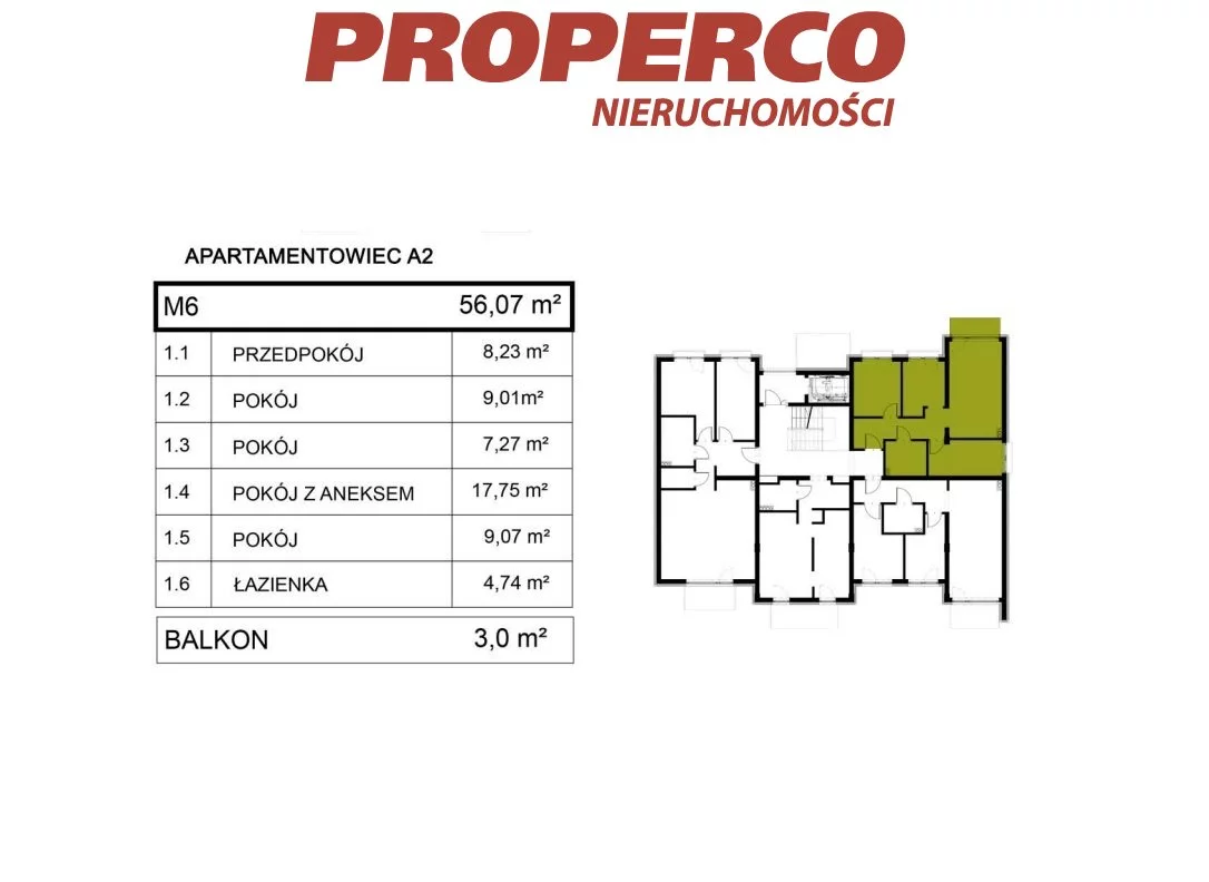 4 pokoje, mieszkanie 56,22 m², piętro 1, oferta nr , PRP-MS-74244, Pińczów