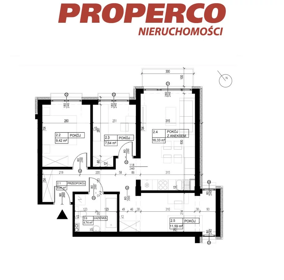 4 pokoje, mieszkanie 57,88 m², piętro 2, oferta nr , PRP-MS-74277, Pińczów