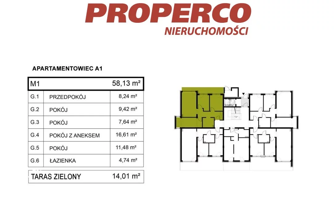 4 pokoje, mieszkanie 57,97 m², parter, oferta nr , PRP-MS-74247, Pińczów