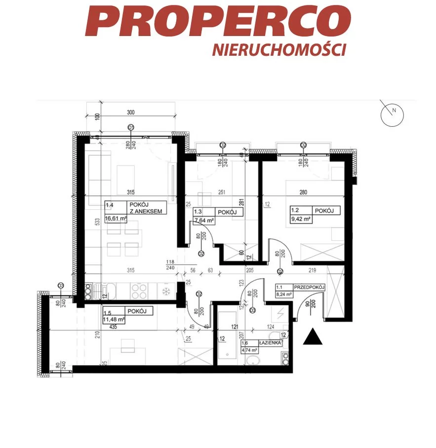 4 pokoje, mieszkanie 57,98 m², piętro 1, oferta nr , PRP-MS-74272, Pińczów
