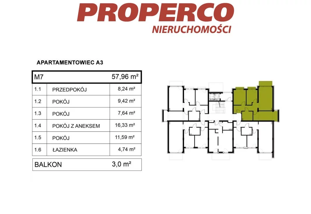4 pokoje, mieszkanie 58,00 m², piętro 1, oferta nr , PRP-MS-74273, Pińczów