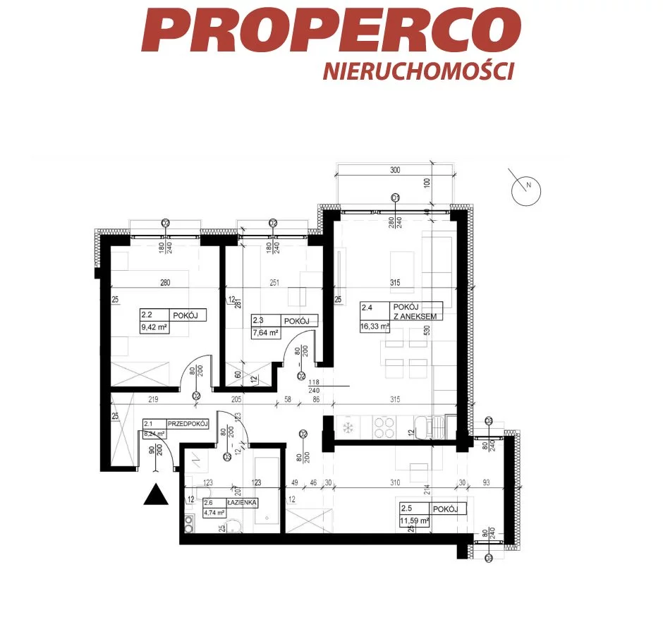 4 pokoje, mieszkanie 58,00 m², piętro 2, oferta nr , PRP-MS-74262, Pińczów